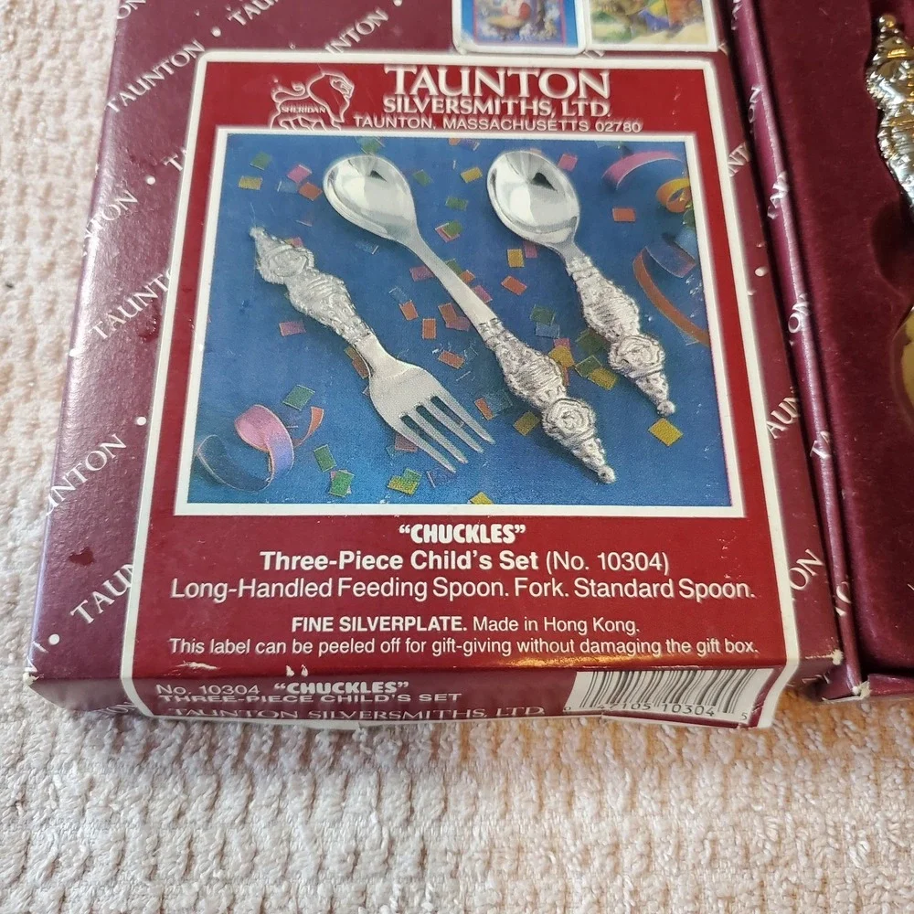 Taunton‎ Silversmiths Chuckles 3-Piece Child Set Silver Plated Vtg In Box